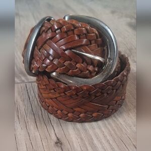 Navasota Womens Brown Braided Leather Belt